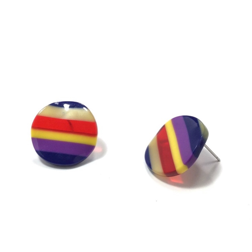 ROUND RAINBOW STUD EARRINGS